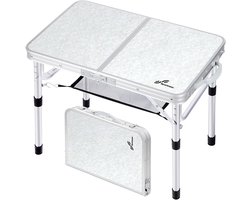 Sportneer Opvouwbare campingtafel, in hoogte verstelbaar, kleine klaptafel, draagbare campingtafel (59,9 cm L x 39,9 cm B (2 hoogte)) met netlaag voor buiten