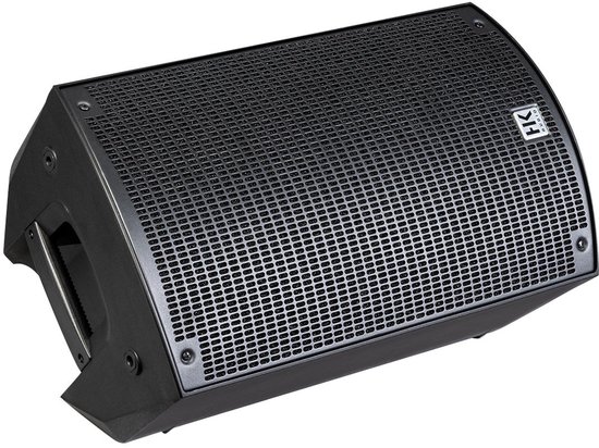 Zwarte HK Audio monitorluidspreker met metalen grill en HK Audio logo.