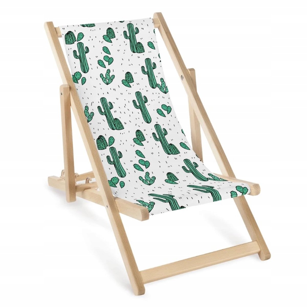 Kinderstrandstoel wit met cactus - comfortabel en stevig