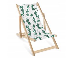 Kinderstrandstoel wit met cactus - comfortabel en stevig