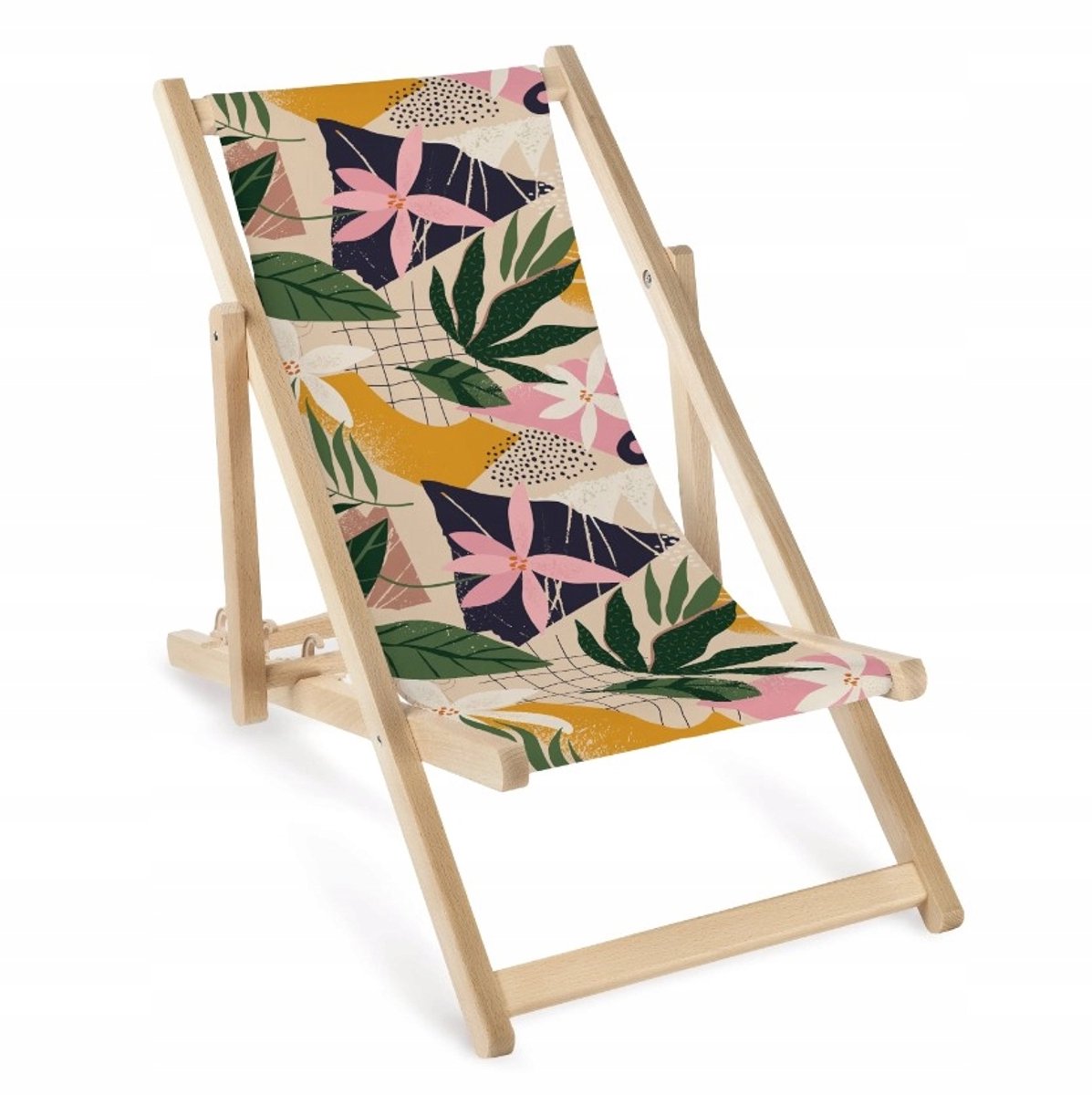 Houten Kinderligstoel Floral Collage - Verstelbaar & Comfortabel
