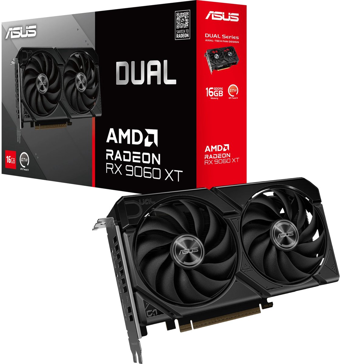 ASUS DUAL Radeon RX 9060 XT 16GB grafische kaart