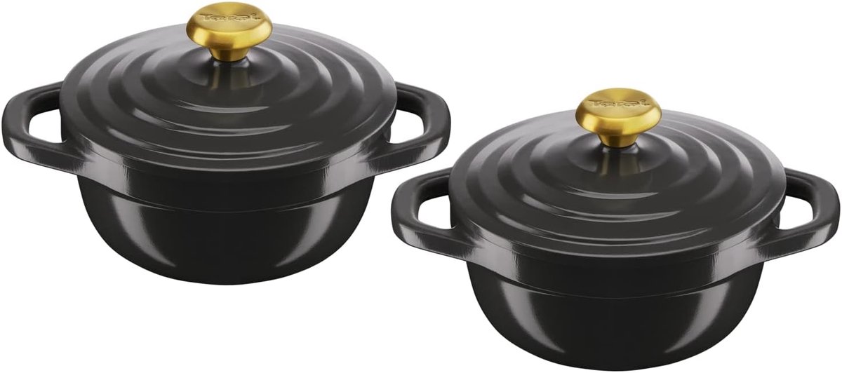 Tefal Air Set van 2 mini-braadpannen 11 cm, inhoud 0,45 l, licht gegoten aluminium, veilige keramische coating, condensatiedeksel, robuust, alleen ovenbestendig