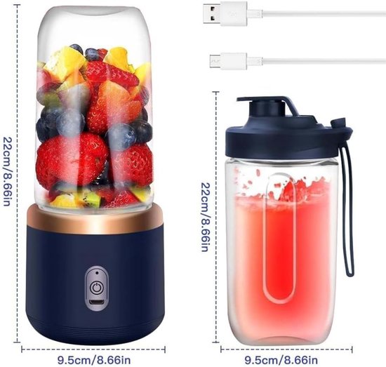 VH Supplies® Blender To Go - Portable Blender - Power Blender - 400ml van Merkloos — afbeelding 4