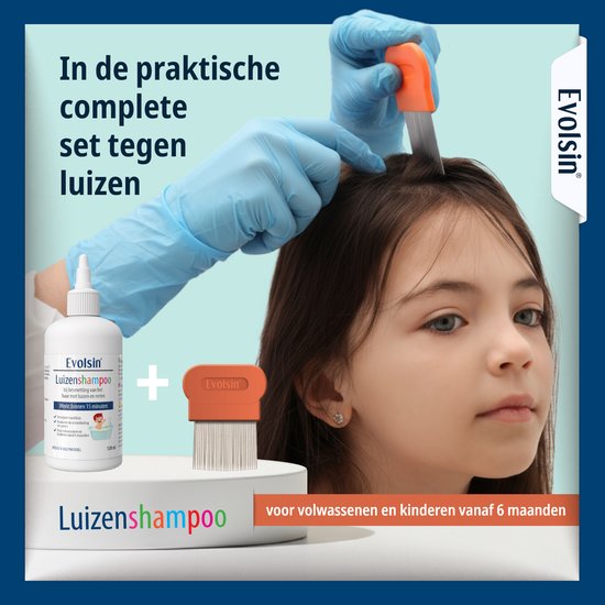 Evolsin® Luizenshampoo - Effectief Luizenmiddel - Tegen Hoofdluis en Neten - met Metalen Luizenkam - 120 ml