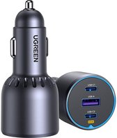 UGREEN Snellader voor auto, 3 poorten, 75 W, grijs