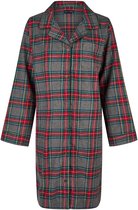 Happy Shorts Dames Nachthemd Lange Mouw Flanel Rood/Grijs Geruit - Maat M