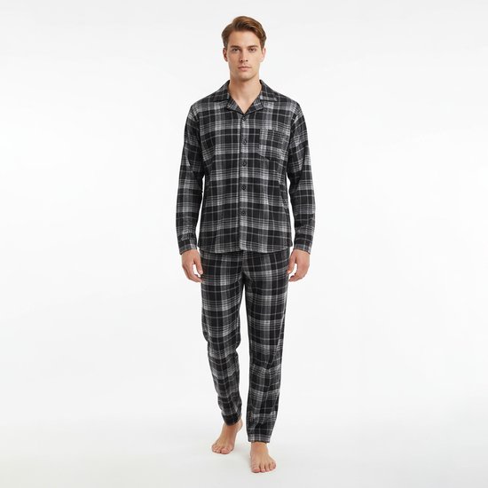 Pyjama en coton pour homme avec fermeture à boutons L bleu foncé