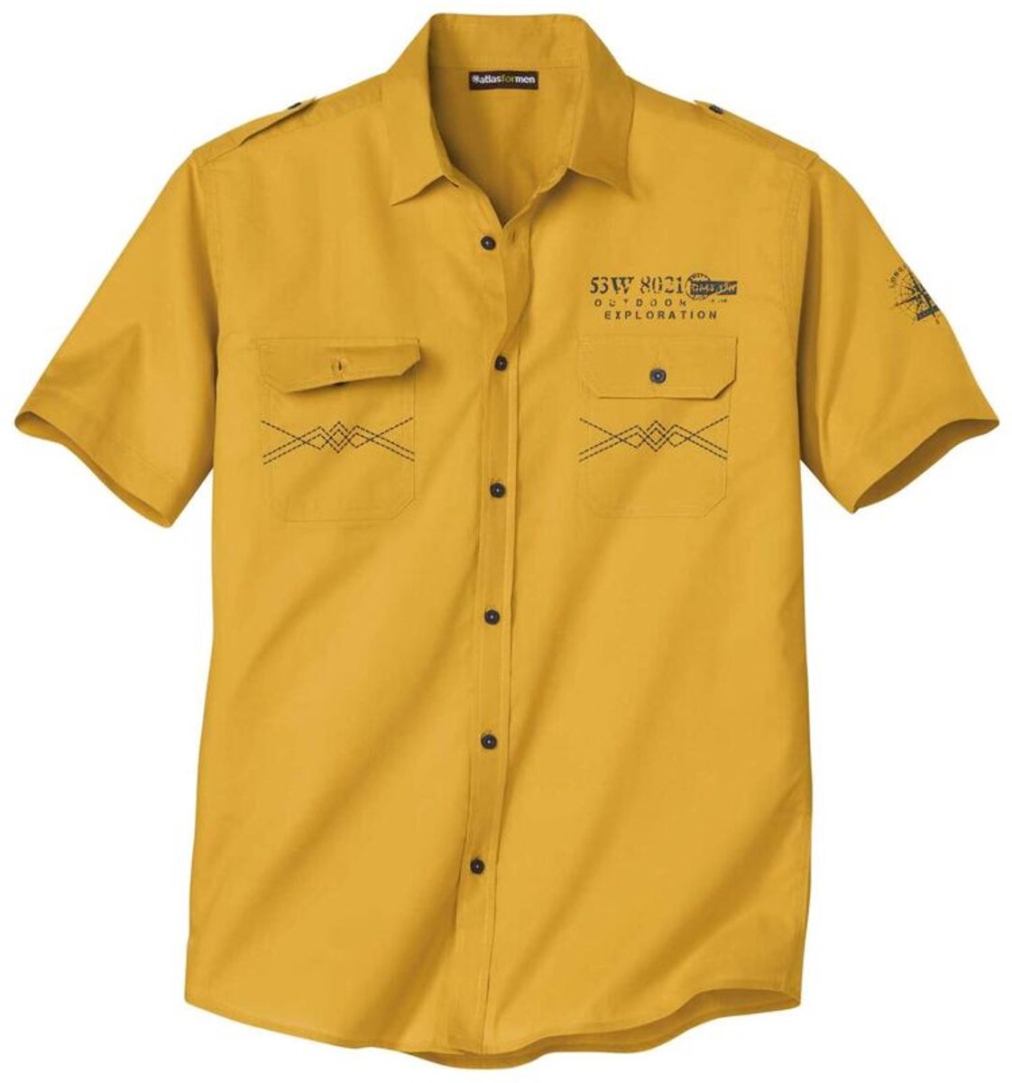 ATLAS FOR MEN - Popeline overhemd Pilote Explorer - Heren - Verkrijgbaar in grote maten - M