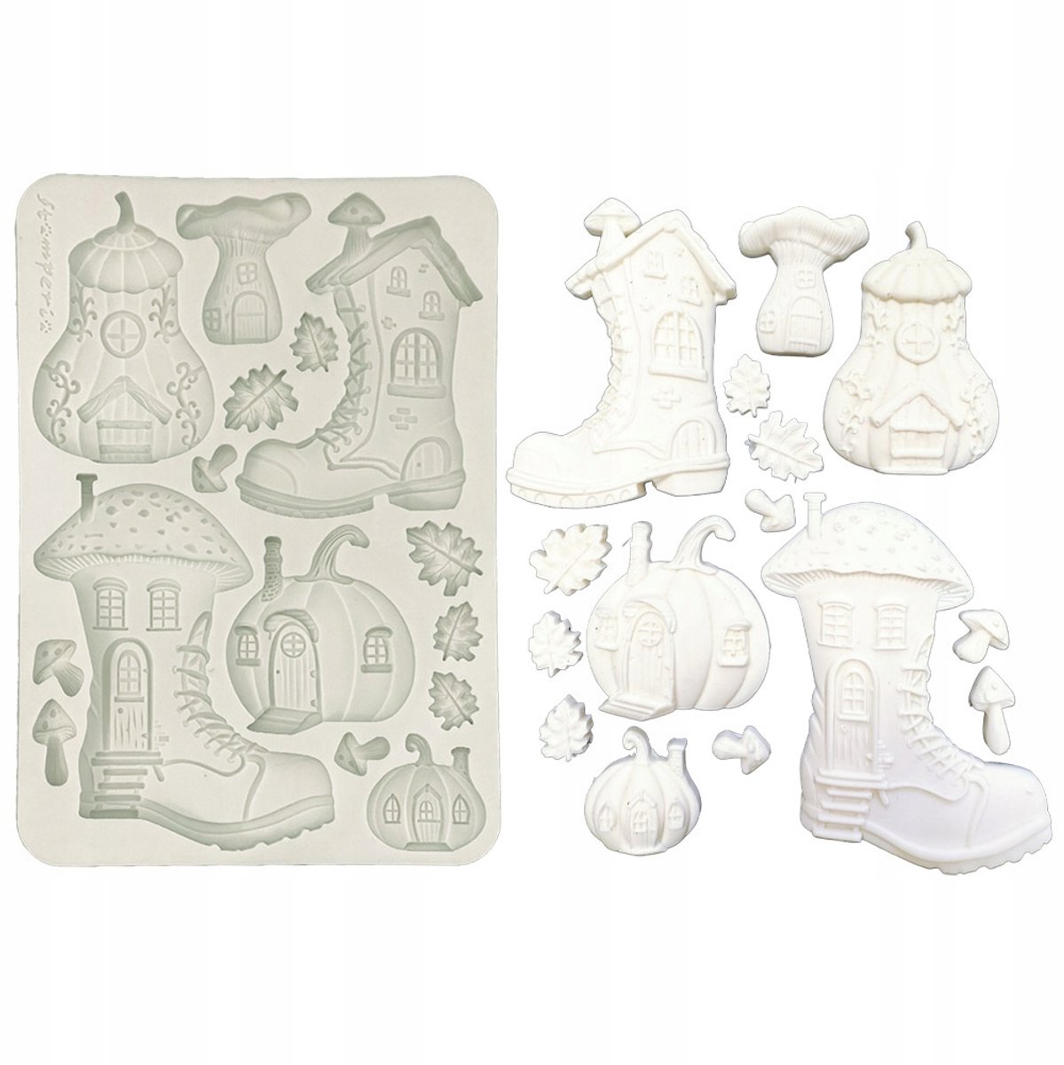 Stamperia Siliconen Mal A5 - Whispering Woods Huisjes & Schoenen