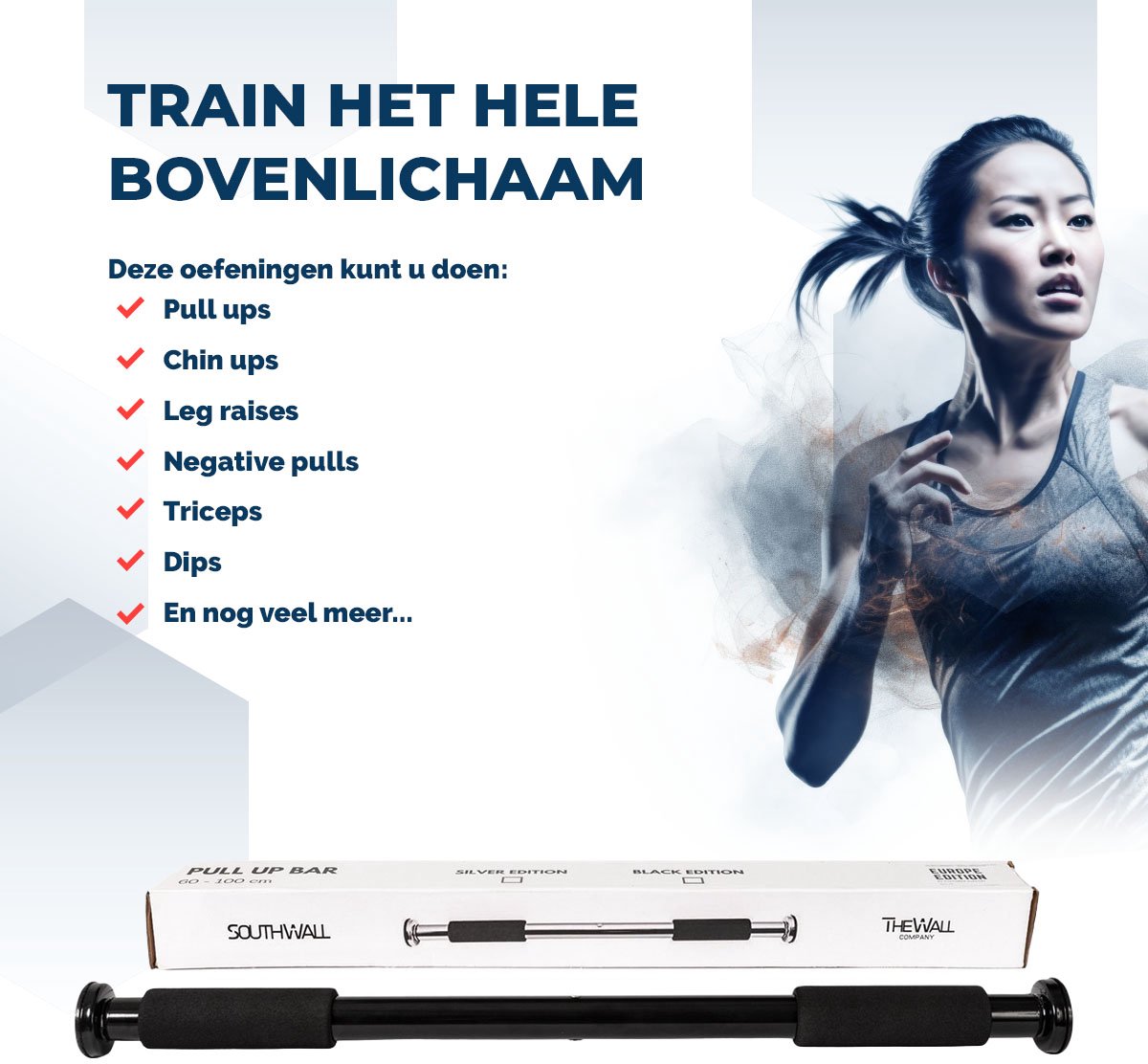 SOUTHWALL Pull Up Bar - Verstelbare Optrekstang Deurpost - Zwart thumbnail 6