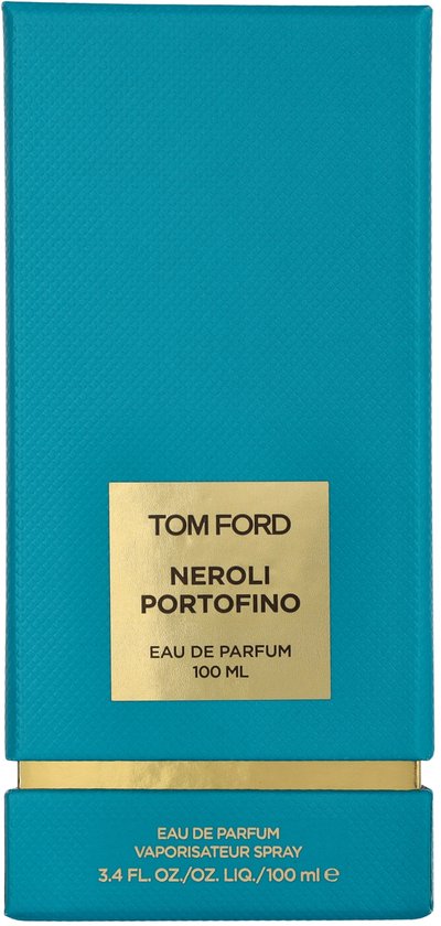 Turquoise doos voor Tom Ford Neroli Portofino eau de parfum 100 ml.