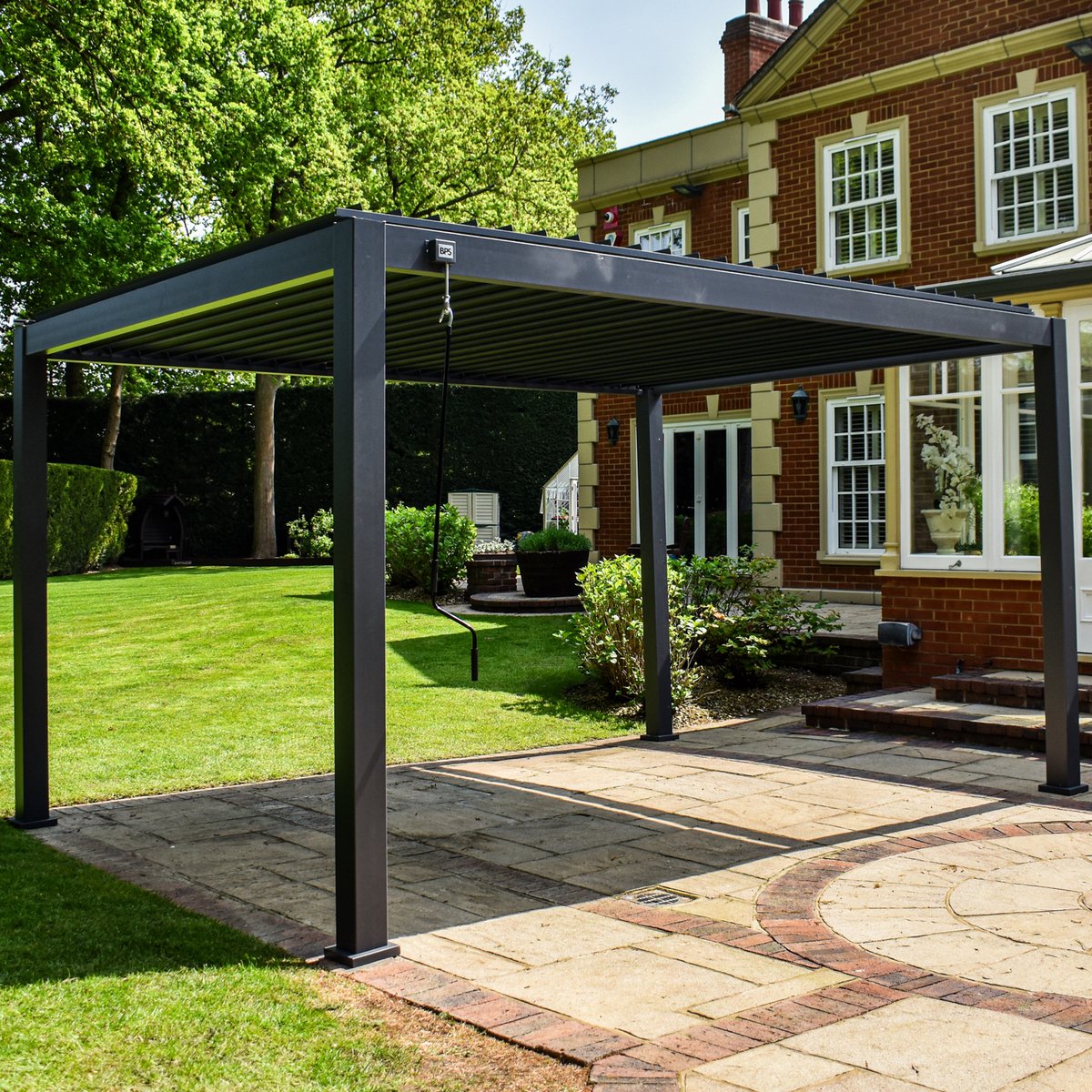 BPS Grote Aluminium Pergola – 4m x 3m – Volledig Aluminium – 120mm Dikke Paal – Zware, Dubbelzijdige Lamellen – Snelle & Eenvoudige Montage
