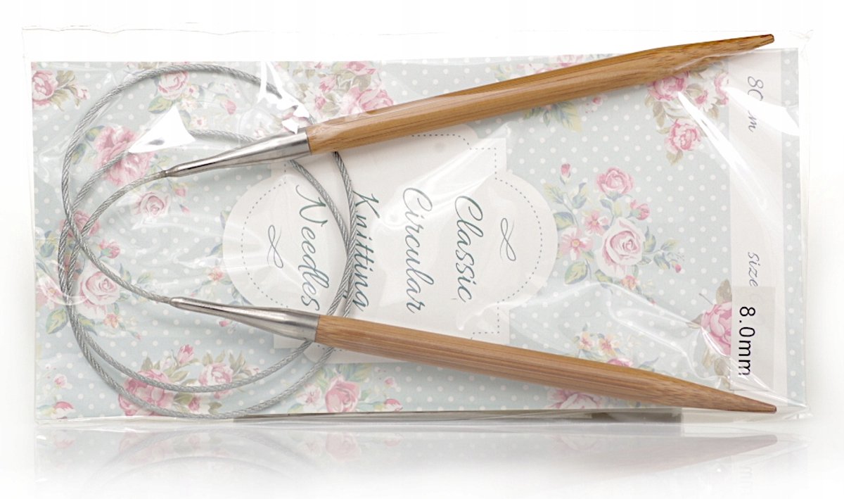 Bamboe Breinaalden met Staalkabel 80cm - 8.0mm