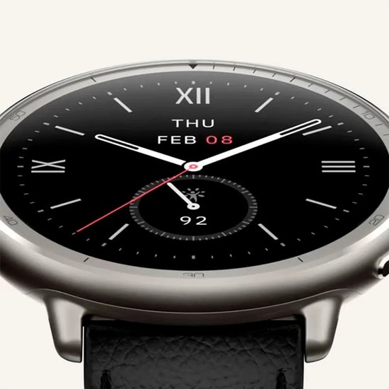 Amazfit Active 2 Round Smartwatch - 44 mm - Zepp app - Black leather | bol