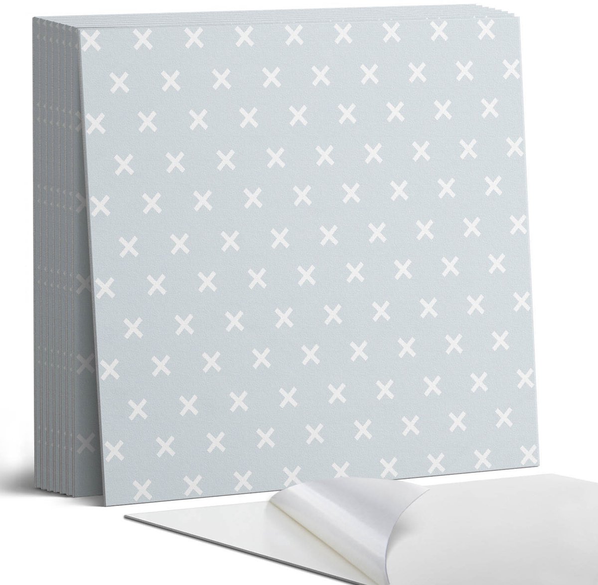 Coloray Plaktegels - Patroon met kruisjes Portugese Tegels - 30 cm x 30 cm - Grijs Plaktegels - 9 stuks - Vierkant PVC Tegels - Plaktegels Keuken - Zelfklevende Vloertegels - Vinyltegels Vloer Zelfklevend - Zelfklevende Tegels