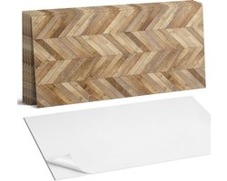 Coloray Plaktegels - Visgraat houtpatroon Wandtegel Zelfklevend - 60 cm x 30 cm - Bruin Plaktegels - 6 stuks - Rechthoek PVC Tegels - Plaktegels Keuken - Zelfklevende Vloertegels Badkamer - Vinyl Tegels - Zelfklevende Wandtegels