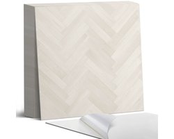 Coloray Plaktegels - Visgraatmotief in hout Portugese Tegels - 30 cm x 30 cm - Romig Plaktegels - 9 stuks - Vierkant PVC Tegels - Plaktegels Keuken - Zelfklevende Vloertegels - Vinyl Tegels Zelfklevend - Zelfklevende Tegels