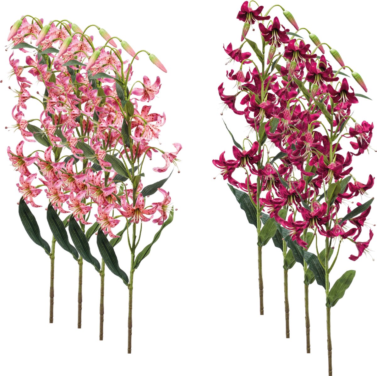 Emerald - Kunstbloem Lelie Roze 80cm - Set van 8 - Kunstplant voor binnen
