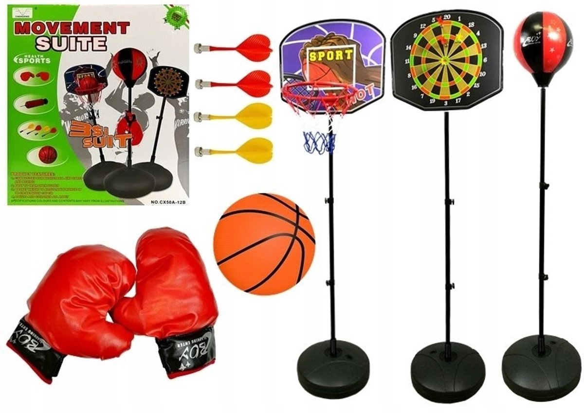 3-in-1 Speelset: Basketbal, Boksen & Dart - Actief Plezier!