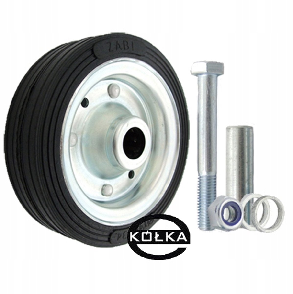Metaal-rubber wiel 140 mm met montageset