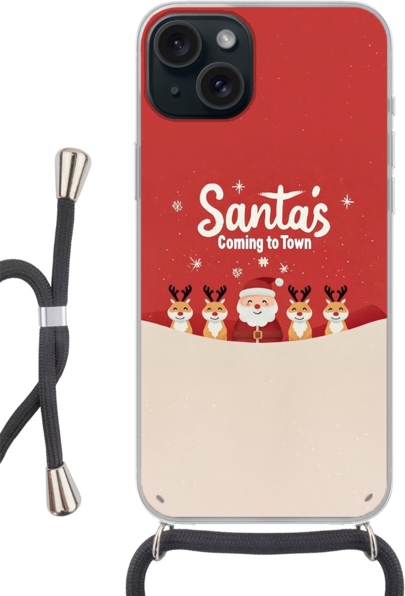 Illustratie - Kerstman - Rendieren - Rood