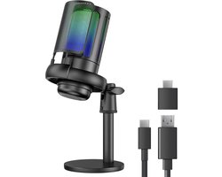 Nuvance Microfoon - Gaming Microfoon met Usb en Aux – Voor Pc en Console met Ruisonderdrukking - Microfoons - Mic - Rgb - Zwart