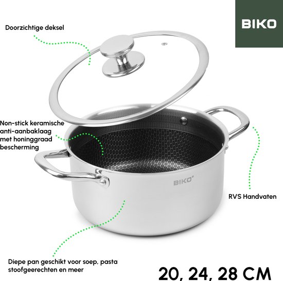 thumbnail: WECOOK Khalma 3-Delige Pannenset Inductie - 20/24/28 Cm Anti-Aanbak Aluminium PFOA-Vrij Voor Alle Warmtebronnen