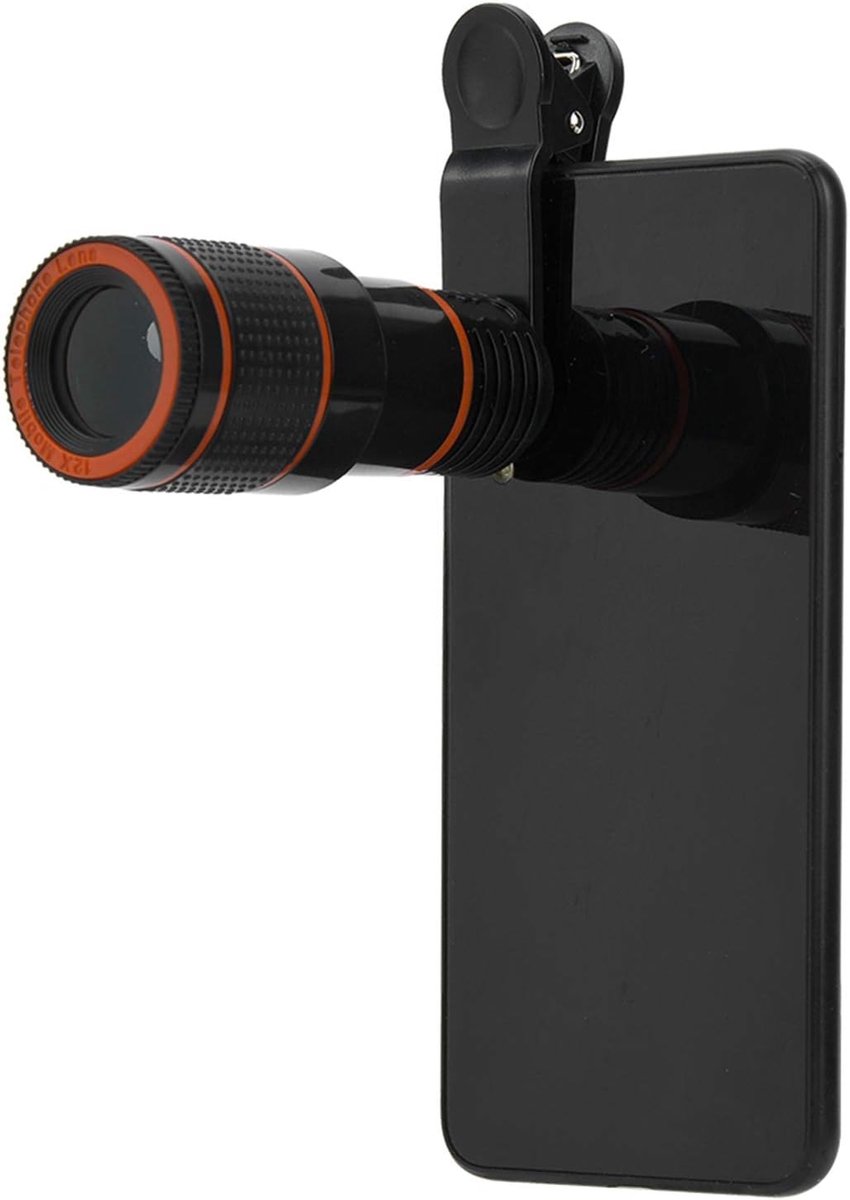Telefoto 12X Telescopic Lens - Universele Clip-On Telelens voor Mobiele Telefoon en Tablet - Fisheye Lens voor Mobiele Telefoon