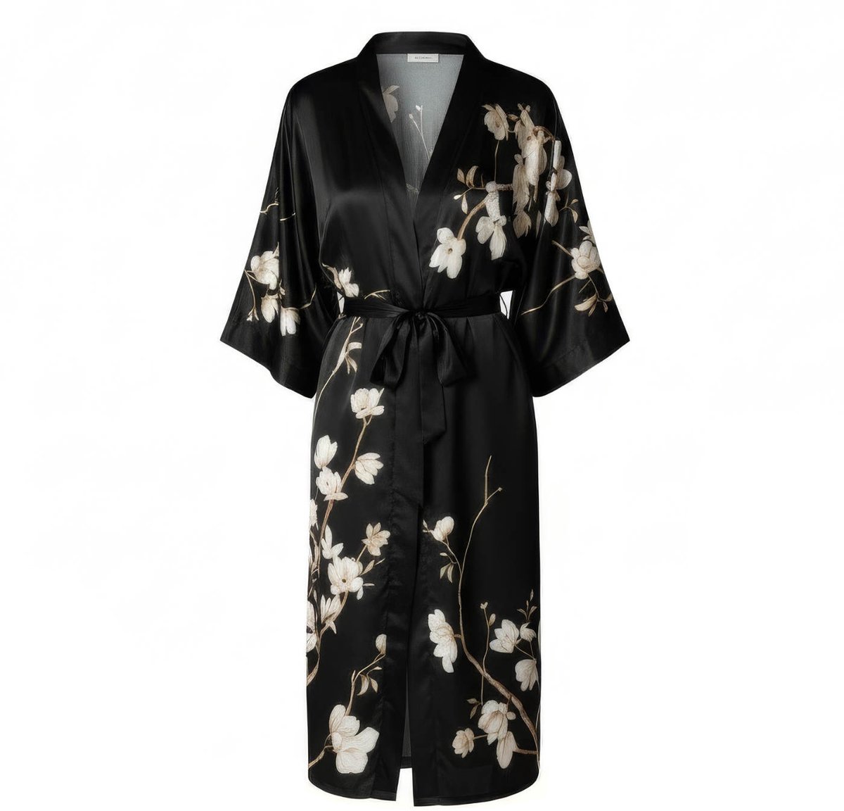 TA-HWA Japanse Kimono Dameskimono Zwart met Magnolia
