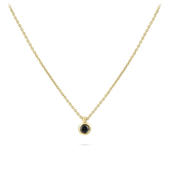 Gisser Jewels - Collier N1036YZ - argent plaqué or jaune - pierre noire sertie lisse -