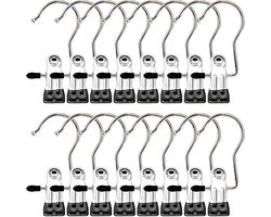 16 Stuks - RVS Wasknijpers - Handdoekclips - Handdoekklem - Handdoeklusjes met Clip - Winddichte Wasknijpers - Houders - Metalen Handdoekclips - Ophangklemmen - Zwart
