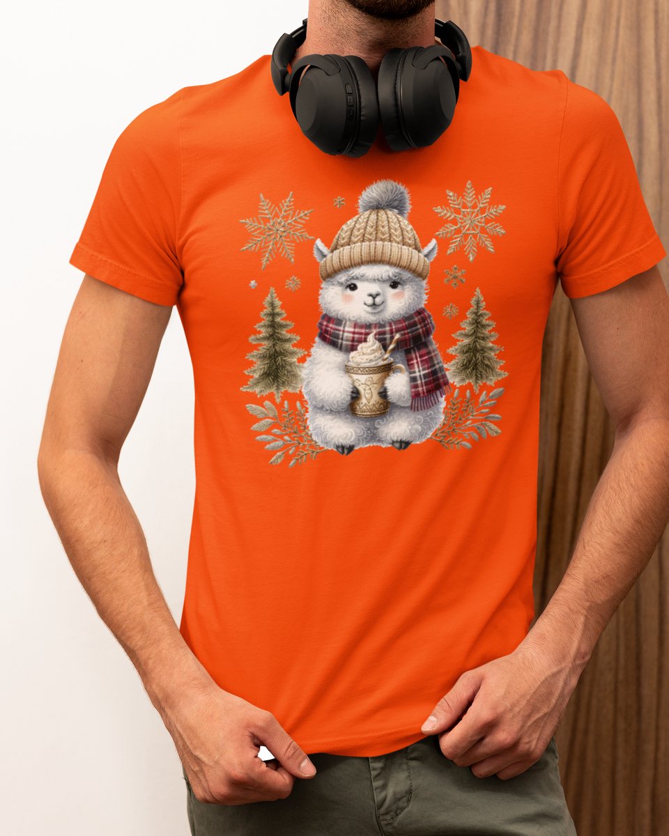 Cozy Llama Kerst - Kerst T-shirt Oranje - Grappig T-shirt - Maat XXL - Kerst Cadeau Mannen - Limited Edition