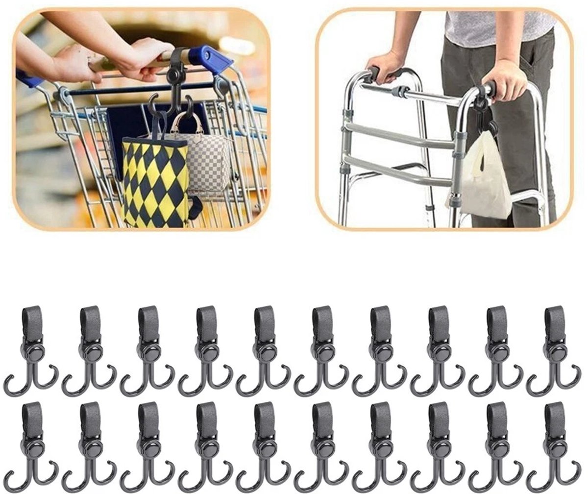 20 stuks tassenhaakjes kinderwagen - tassenhanger - Tassenhaak - tassen hanger - tassenhanger mitear - Buggy Haakjes - Zwart