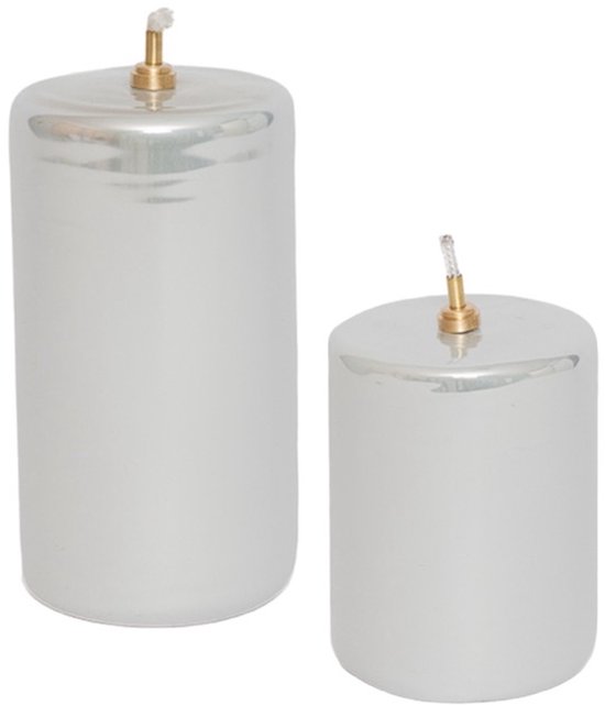 WinQ -Set van 2 olielampen met onderbord-houten onderbord-zilver/ offwhite-cadeau voor moeder — afbeelding 5