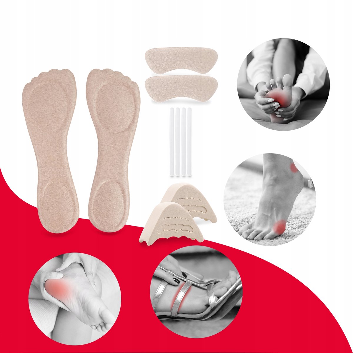 4-delige hoge hakkenset: comfort en demping