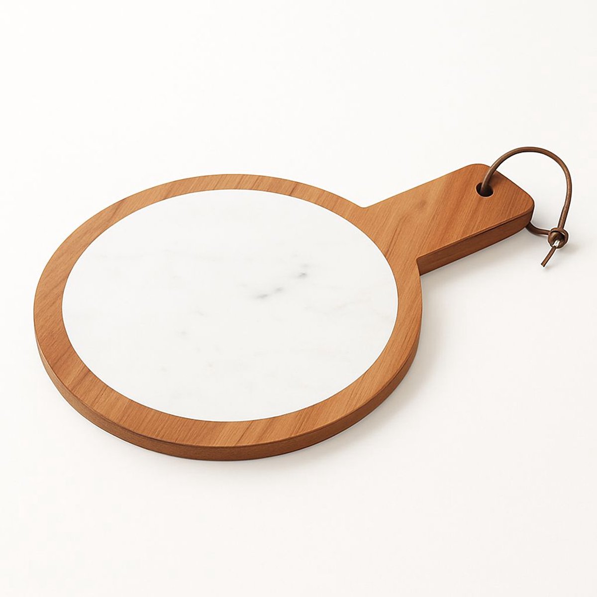 Serveerplank Kaas - Tapas - marmer met hout rond 28 x 36 cm