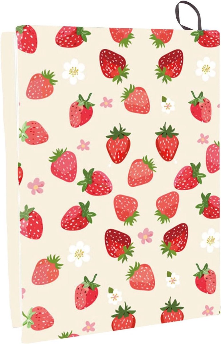 CSGoods - Rekbare Boek Cover Aardbei Patroon Roze | Wasbaar en Herbruikbaar | Grote Nylon Boek Mouw | Elastische Notebook Wraps | Geschikt voor 9x11 inch Hardcover Boeken | Leerboek Gift.