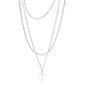 EmmyRovi – Layer Ketting – RVS – Zilverkleur – Cross Pendant - Kruis - Cadeau