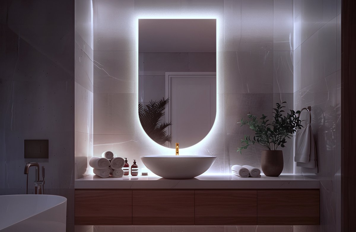 Coloray LED Spiegel Oval - Ovale Spiegel Badkamer Met Verlichting - 60 x 100 cm - Ovale Spiegel Met Verlichting - Boogvormige Spiegel met verlichting - Koel Licht - Ovale afgeknotte Spiegel - Minimalistisch Spiegel