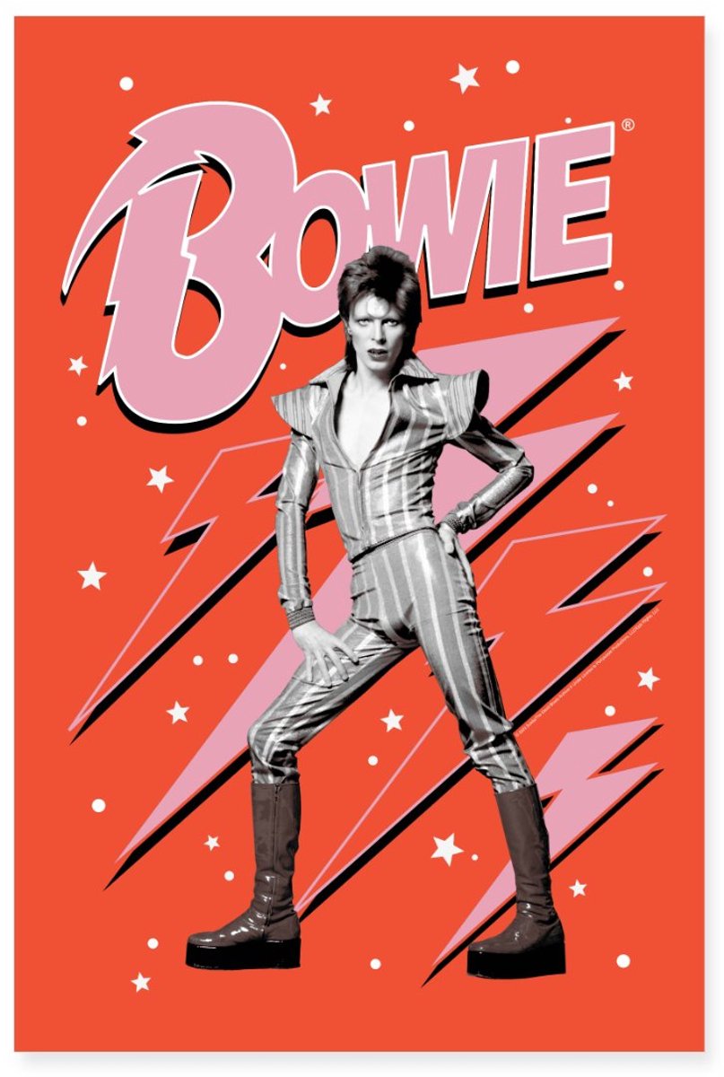 David Bowie Met Belettering Rood En Roze Poster 40x60 cm
