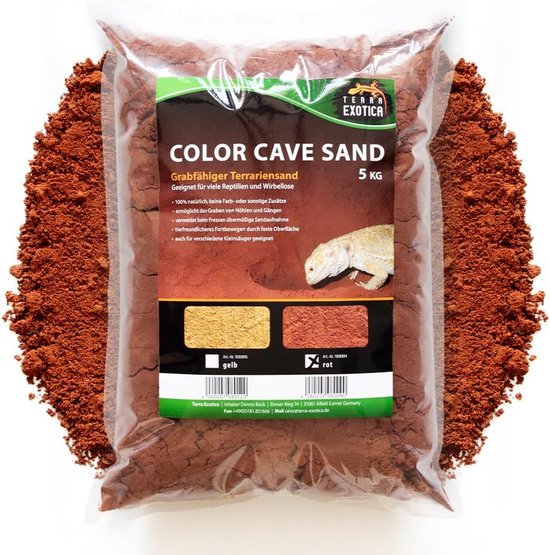 TE Terrarium Sand Color Cave Sand rood in 5, 10 en 25 kg
