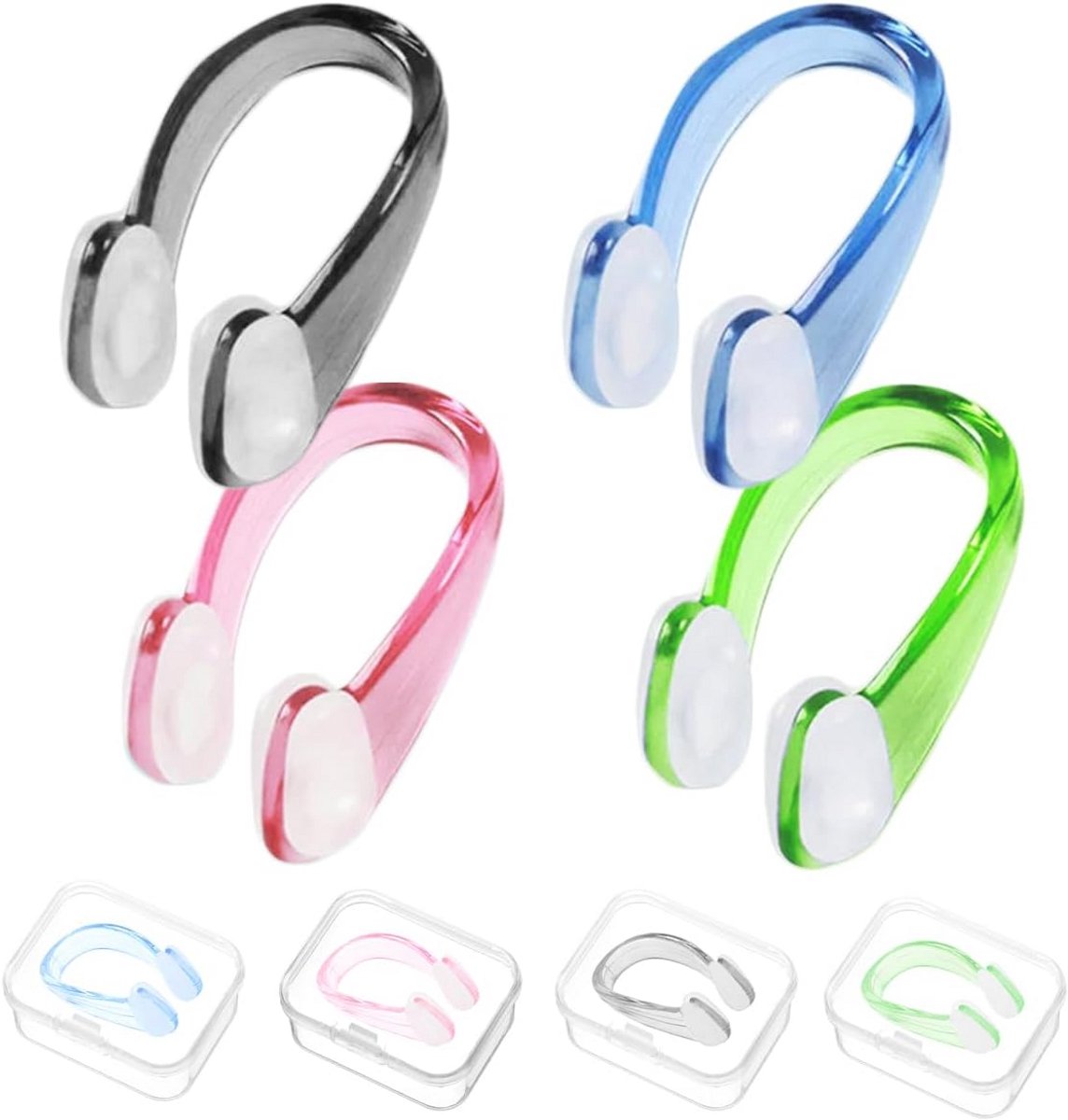 Set van 4 Neusklemmen voor Zwemmen - Geschikt voor Kinderen en Volwassenen, Ideaal voor Synchroon Zwemmen en Beginners