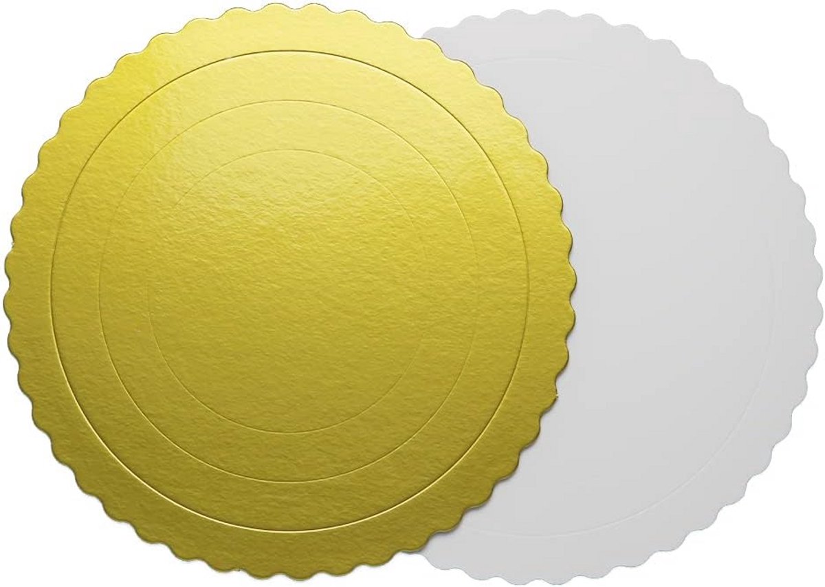 Set Cake Drum 20 cm Goud en Wit papier cake board