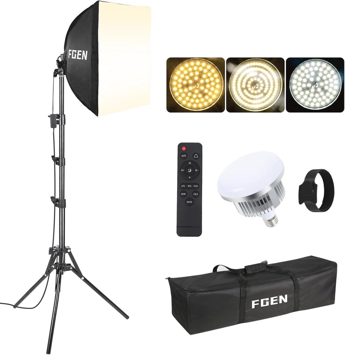 Softbox Set 40x40 cm met Dimbare LED Verlichting en Statief voor Fotografie