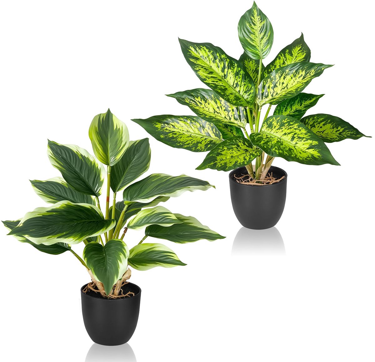 Unyqoos Set van twee levensechte kunstplanten voor kleurrijke decoratie in huis groen