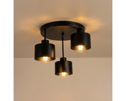 Plafondlamp 3-voudig zwart | metaal | 3x E27 fitting | Ø30cm