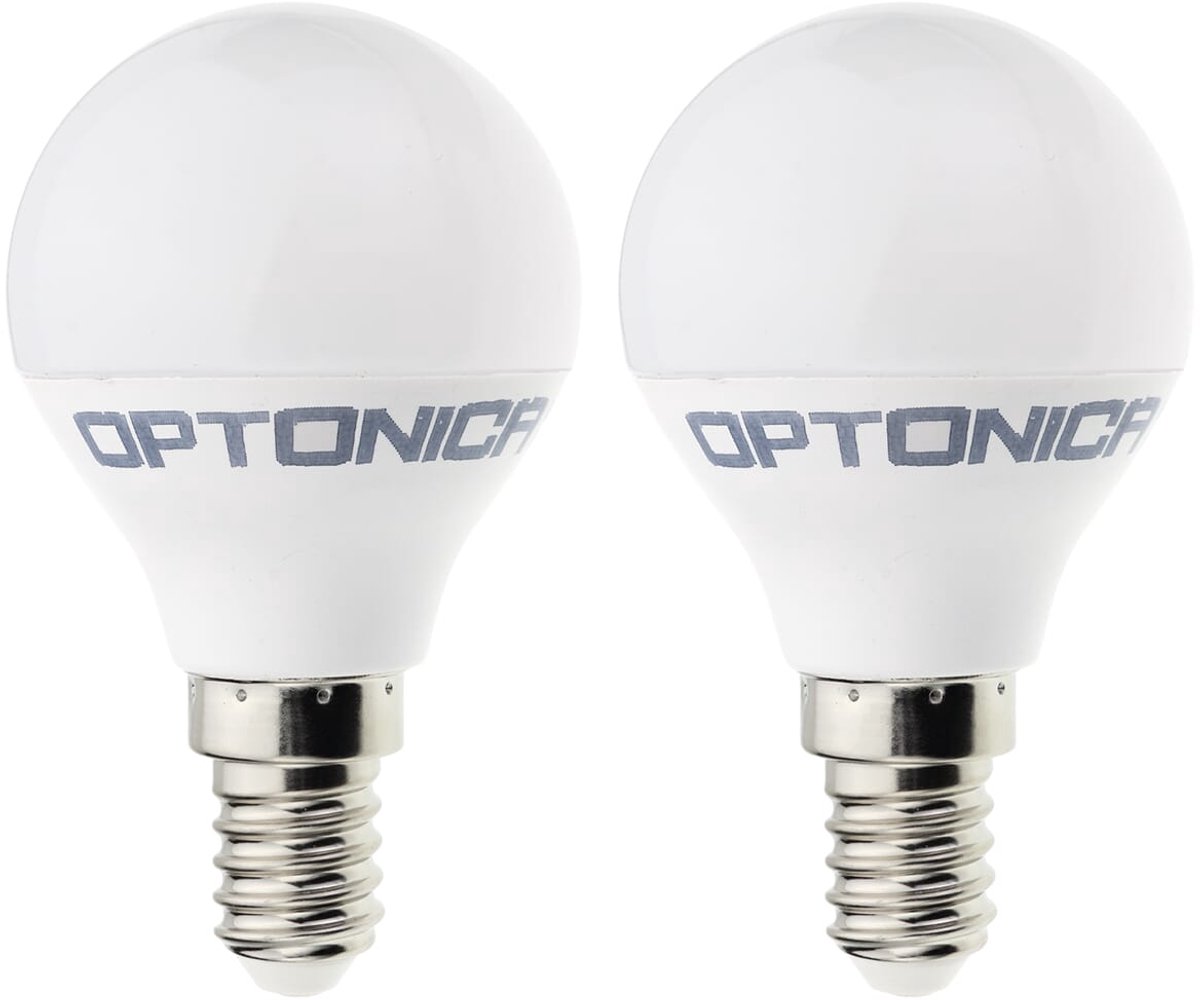 Optonica LED Kogellamp G45 E14 - 5.5W (vervangt 40W) - 450lm - 6000K Koel Wit - 230V - Energiezuinig - 2 stuks
