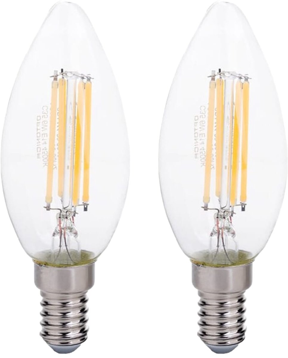 Optonica LED Filament Kaarslamp C35 E14 - 6W (vervangt 60W) - 730lm - 2700K Warm Wit - 230V - Ø35mm - Energiezuinig - 2 stuks