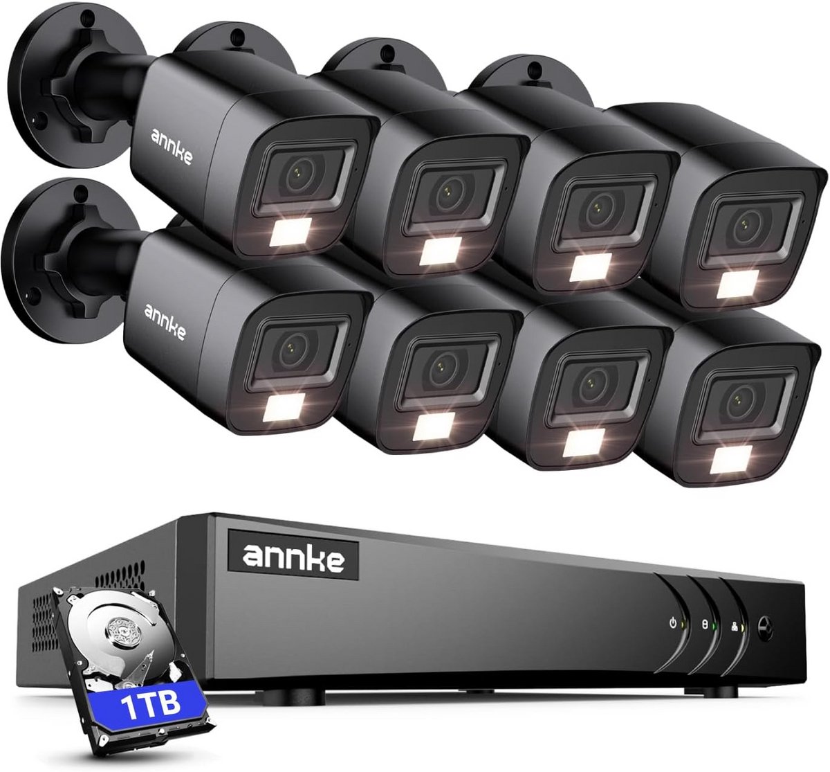 8-Kanaals 1080P Buiten Beveiligingscamera Set met 3MP DVR Recorder, Nachtzicht tot 30m